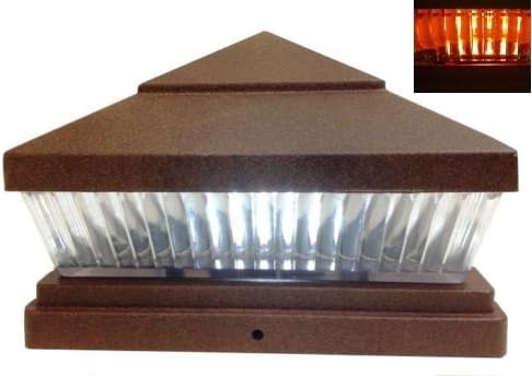 Kehribar LED'ler ve Dikey Astarlı Şeffaf Lensli 5 X 5 Vinil / PVC veya Ahşap Direkler için 8'li Paket Güneş Dokulu Bakır Kaplama