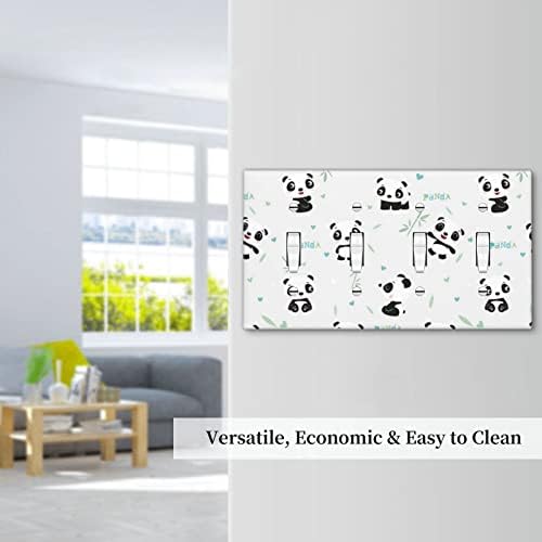 Duvar Plaka Kapak Panda Bambu 4 Gang Geçiş ışık anahtarı dekoratör ışık anahtarı veya Priz Çıkış Duvar Plaka vidalar Dahil