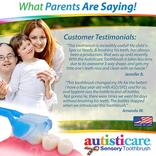 4-PK / autisticare / Özel İhtiyaçlar için Tek Çocuk Güvenli 3 Taraflı Diş Fırçası / Made in USA / Hızlı Kolay ve Klinik Olarak