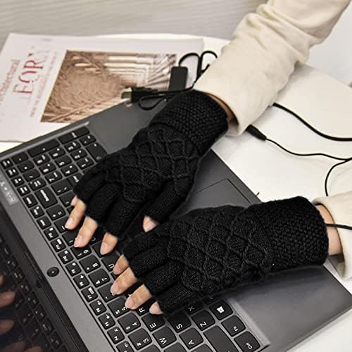 USB ısıtmalı eldiven erkekler ve kadınlar için Mitten örgü eller tam ve yarım ısıtmalı parmaksız ısıtma eller ısıtıcı yazarak