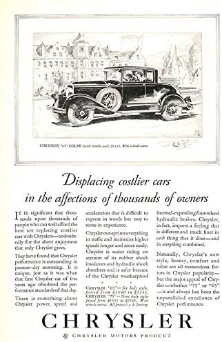Baskı Reklamı 1927, Binlerce sahibinin Sevgisinde Daha Pahalı Otomobillerin Yerini Aldı / CHRYSLER