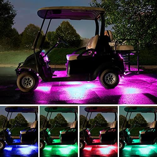 JDMON golf arabası Underglow LED ışık şeridi kiti, 13 modları Glow Neon aydınlatma ile Kablosuz Uzaktan Kumanda, ses Aktif, su