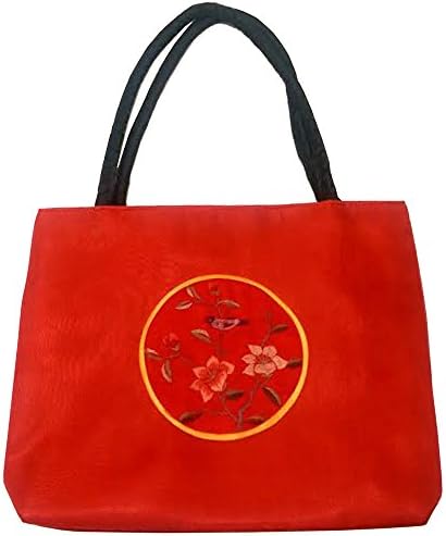 Parlak Kırmızı Renkli ve İşlemeli Kuş Tasarımlı PTT Asya El Çantası