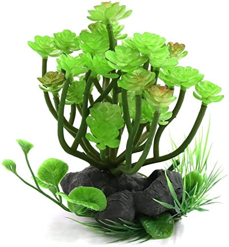 EuısdanAA Yeşil Plastik Gerçekçi Bitki Teraryum Akvaryum Sürüngenler Tankı Dekoratif Süs Standı ile(Ornamento decorativo del