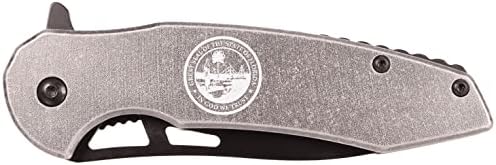 MTech USA Framelock Yay Destekli Açık Taşlı Gri Eloksallı Alüminyum Saplı Cep Katlanır Bıçak, NDZ Performance - Seal Of Florida