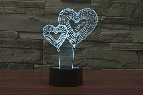 Kalp 3D Dokunmatik Optik ILLusion Gece Lambası Çarpıcı Görsel Üç Boyutlu Etkisi 7 Renk Değiştirme Masa Masa Deco Lamba Yatak
