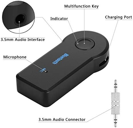 Bluetooth Alıcısı / Eller Serbest Araç Kiti, Taşınabilir 3.5 mm Bluetooth Aux Adaptörü Ev için Kablosuz Müzik Akışı, Araç Ses
