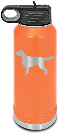 Gordon Setter Lazer Kazınmış Su Şişesi Özelleştirilebilir Polar Deve Paslanmaz Çelik ile Saman-Köpek Köpek pet Turuncu 32 oz