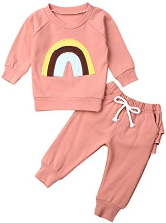 Toddler Bebek Kız Sonbahar Kış Giysileri Pamuk Fırfır Uzun Kollu Kazak T-Shirt Tops Pantolon Pijama Pijama Kıyafetler