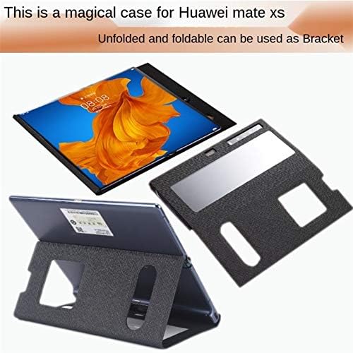 CONGCASE Hakiki Flip Deri Pencere Telefon Kılıfı ıçin Kickstand Koruyucu Kapak ıle Huawei Mate X / Mate XS (Renk: Siyah Bir)
