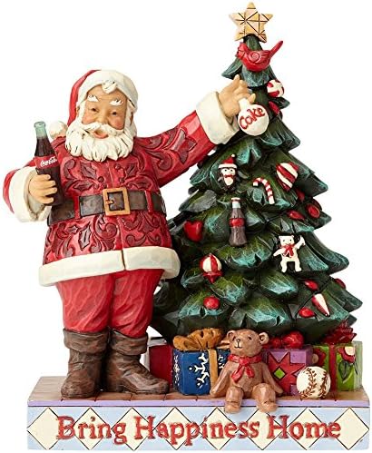 Jim Shore tarafından Enesco Coca-Cola 4059472 Ağaç Heykelcikli Kola Noel Baba