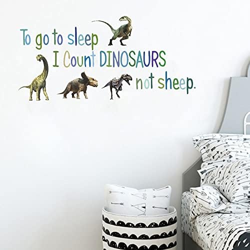 Duvar Dinozor Alıntı Çıkartmaları Uyku gitmek için Ben Saymak Dinozorlar Değil Koyun Duvar Dekor Sticker Suluboya Dino Yatak