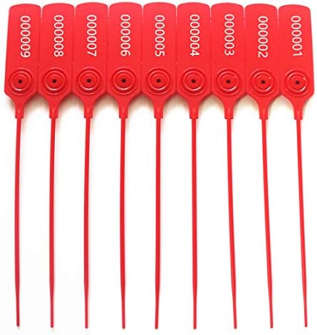 XF-Vel Pull-tite Güvenlik Mührü Kurcalamaya Dayanıklı Etiketler Plastik Asma Kilit İşaret Bağları Numaralı (Kırmızı, 100 adet)