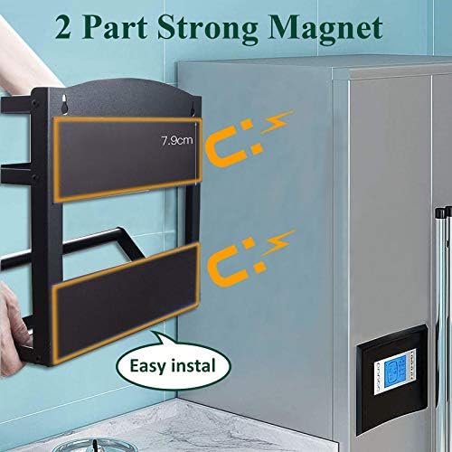 MOVOYEE Baharat Raf Buzdolabı Manyetik Organizatör Paslanmaz Çelik Raflar için Mutfak Çamaşır Makinesi Duvar Kapı, Siyah Metal