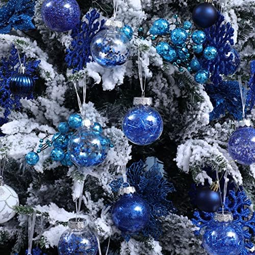 30ct Noel Topu Süsler-60mm / 2.36 Kırılmaz Şeffaf Plastik Noel Topları Baubles Dolması Narin Köpüklü ile Set, Asılı Noel Ağacı