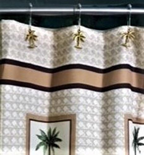 YENİ ÖĞE Palmiye Ağacı 12 adet set Duş Kanca Add-on-Antik Altın Elektrolizle Finish Ücretsiz rulo boncuk krom Duş Perde Hooks