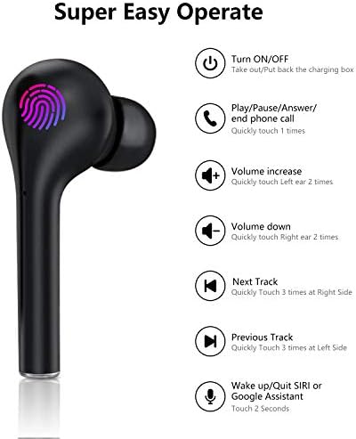 Kablosuz Kulaklıklar Bluetooth 5.2 Şarj kılıflı Kulaklıklar, LED Gürültü Azaltma Mikrofonlu IPX7 Su Geçirmez Spor Kulaklıklar,