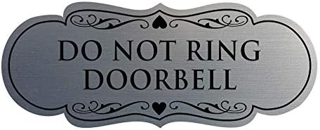 İşaretler ByLİTA Designer Do Not Ring Kapı Zili İşareti (Fırçalanmış Gümüş) - Küçük