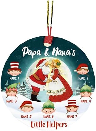 Papa nana'nın Noel Ağacı Süsler-Çocuk Kişiselleştirilmiş Seramik Süslemeleri, askı Süsleri, Hediye Aile Üyeleri için Set 08 /