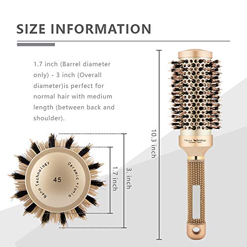 Saç Kurutma Makinesi için Yuvarlak Fırça, Domuzu Kıllı Saç Fırçası, Nano Termal Seramik Varil İyonik Teknoloji Saç Fırçası, Şekillendirme,Kıvırma