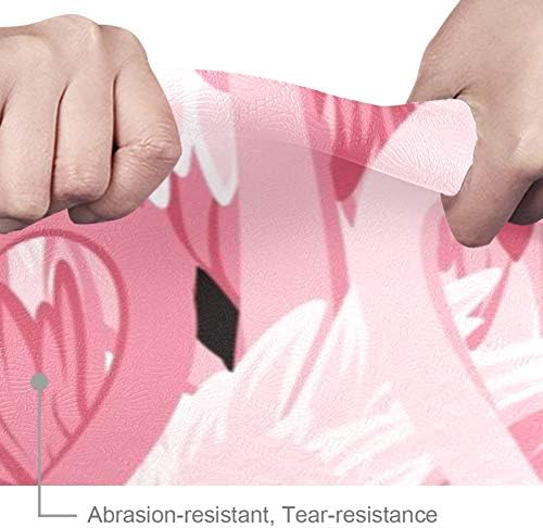 Pembe Flamingo Desen Yoga Mat Kalın Kaymaz Yoga Paspaslar için Kadın ve Kız egzersiz matı Yumuşak Pilates Paspaslar, (72x24 in,