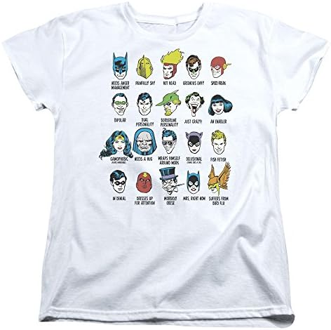 WickedTees Bayan DC Kısa Kollu Süper Kahraman Sorunları Orta T-Shirt Tee Beyaz