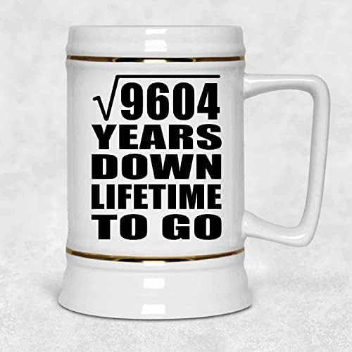 98th Yıldönümü Karekök 9604 Yıl Aşağı Ömür Boyu Gitmek için-22 oz Bira Stein Seramik Bar Kupa Tankard Drinkware-Eşi Koca Kadınlar