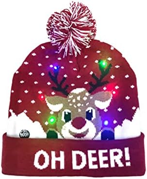 Xiaoxin LED Noel şapka Light Up örgü Kap Tatil Şapka Unisex Bebek Kış Şapka Çirkin Kazak Tatil Noel Bere