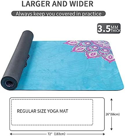 SNΛKUGΛ Fil Baskılı Yoga Mat ile Doğal Kauçuk Taban ve Mantar Yoga Bloğu (2 Paket, 9x6x4 İnç), Prim Yoga Combo için Sıcak Yoga,
