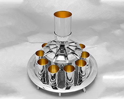 Modern 925 Ayar Gümüş şarap çeşmesi 10 Likör bardak ve Kiddush Fincan Fısıh Judaica tarafından Avı Nadav