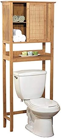 Doğal Bambu Space Saver Banyo Depolama Alanı-Havlu Raf Üzerinde Tuvalet