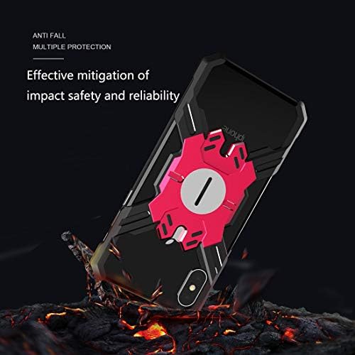 JİN Telefon Kapakları Kahraman Serisi Sağlam Zırh Metal Koruyucu iphone için kılıf Xs Max (Siyah Kırmızı) Cep Telefonu Kılıfları