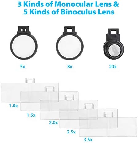 AZFUNN Esnek Kafa Büyüteç ile led ışık, çok Amaçlı Dürbün Lens 1X için 6X Monoküler Lens 5X için 28X Kafa Monte büyüteç için