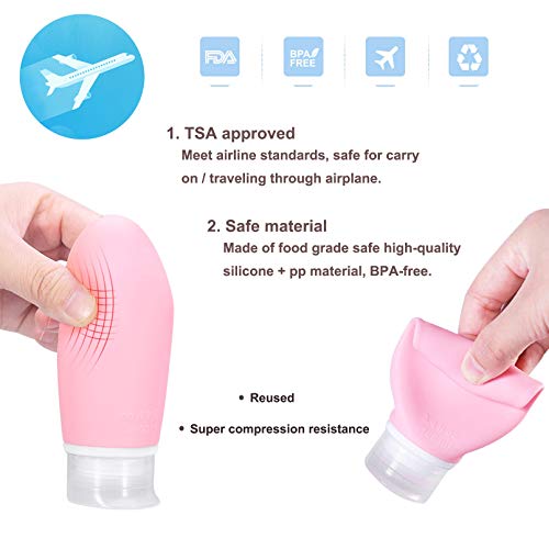 Silikon Seyahat Şişeleri Seti, Seyahat Boyutu Tuvalet Malzemeleri TSA Onaylı Sızdırmaz Seyahat Şişeleri Şampuan Kremi Losyonu