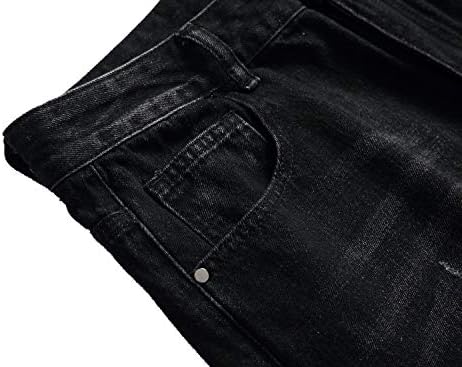 MXCVYCC erkek Yırtık Kot, Slim Fit Sıkıntılı Düz Bacak Moda Denim Pantolon