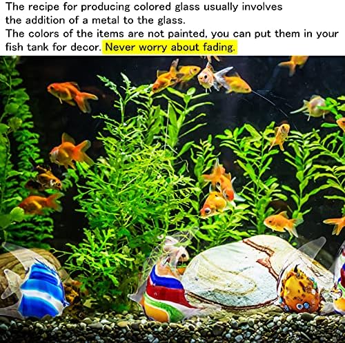 El Üflemeli Cam Tropikal Balık Figürleri Koleksiyon Süs, cam Melek Balığı Deniz Hayvan Heykel Balık Tankı Akvaryum Dekor (Renkli)