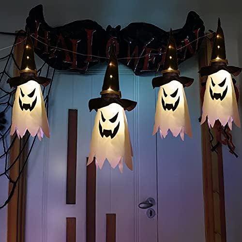 Cadılar Bayramı LED yanıp sönen ışık parlayan sihirbazı hayalet şapka lamba (sıcak beyaz)