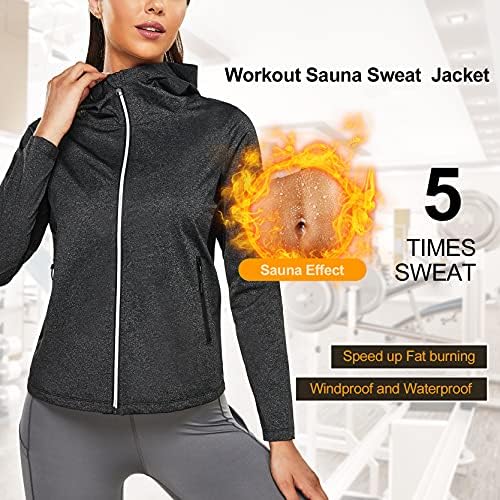 AGİLONG Sauna Takım Elbise Kadınlar için Kilo Kaybı Zayıflama Vücut Şekillendirici Egzersiz Ter Ceket Hoodie ile Tops