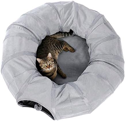 DRHU Gri Kapalı Kediler için kedi tüneli Oyuncak Tünelden Katlanabilir Uzun yuva kedi yatağı Çevre Dostu pet Tünel Oyuncak Yuvarlak