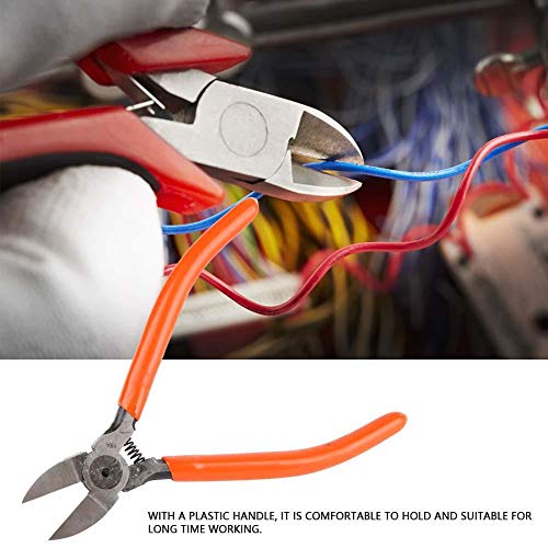 Elektronik Pense 101-135g Ağ Kabloları için Plastik Saplı Krom Vanadyum Çelik Yan Kesici (6 inç)