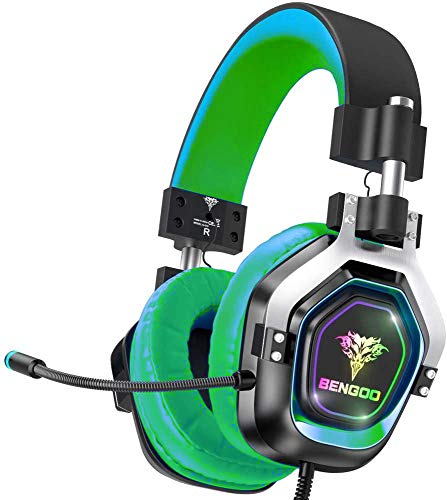 Xbox One PS4 PC Denetleyicisi için BENGOO G9200 Gaming Headset Kulaklıklar, Mikrofonlu Kulak Üstü Kulaklıklar Üzerinde 4 Hoparlör
