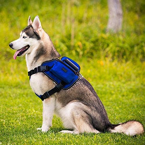 Geri Paketi Pet Köpek Saddlebags Paketi Hound Seyahat Kamp Yürüyüş Orta Büyük Köpekler, Mavi, XL