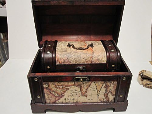 Antika Görünümlü Eski Dünya Haritası Ahşap Gövde / Kutu 2'li Set