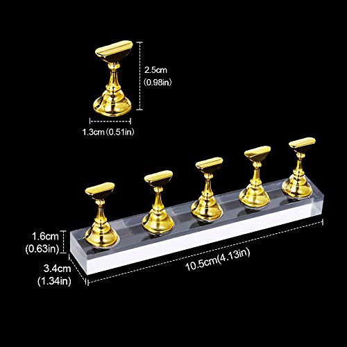 4 Takım Akrilik Tırnak Uygulama Standları (Altın, Gümüş) DIY Manyetik El Yapımı Tırnak Eğitim Ekran Standı, 20 takma tırnak Ve