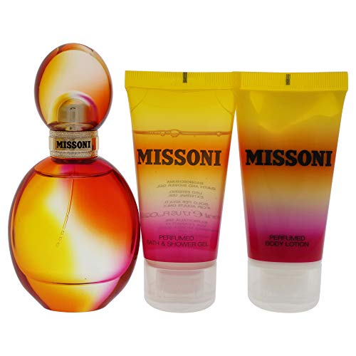 Missoni 3 Peice Hediye Seti Kadınlar için Edt Sprey, Parfümlü Banyo ve Duş Jeli, Vücut Losyonu, 3 Sayım