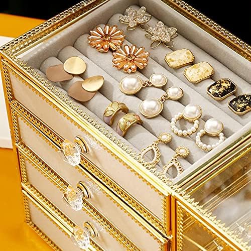 HONGYİFEİ2021 Mücevher Kutuları Cam mücevher Kutusu Avrupa saklama kutusu Kolye Küpe Yüzük Zanaat Konteynerler Kadınlar ıçin