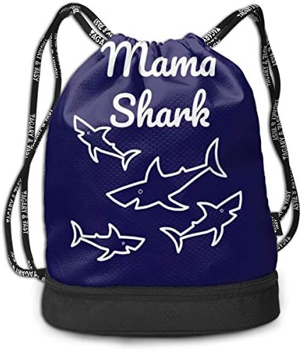 Komik Mama Köpekbalığı Alıntı Baskı İle ipli Sırt Çantası, Dize Çanta Katlanabilir Sackpack İçin Gym Spor Seyahat Yoga Okul