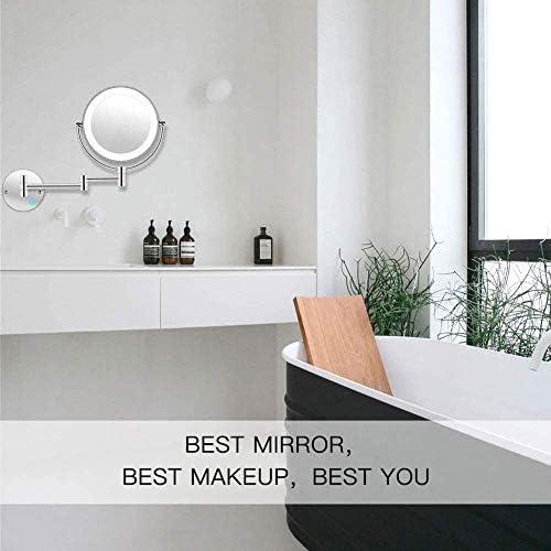 Makyaj Aynası 8 Duvara Monte Makyaj Aynası Işıklı LED 5X Duvar Makyajı Makyaj Aynası Çift Taraflı, Dokunmatik Düğme ve Ayarlanabilir