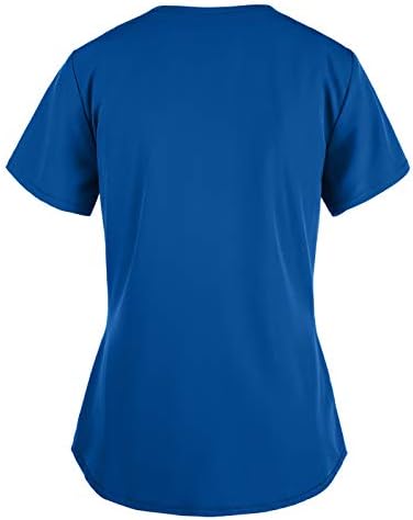 Kadın rahat çalışma üniforma T-Shirt hastane toplum gönüllü tunikler düz renk V yaka bluz Tops