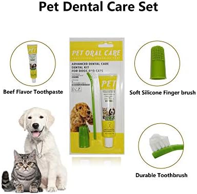 Puppycute 2 Paket Köpekler ve Kediler için Pet Diş Fırçası ve Diş Macunu, Küçük Köpekler için En iyi Yumuşak Silikon Pet Parmak